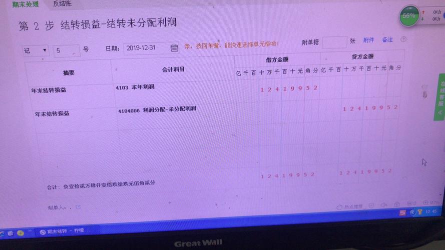 本年利润在借方表示什么