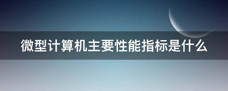 微型计算机主要性能指标是什么