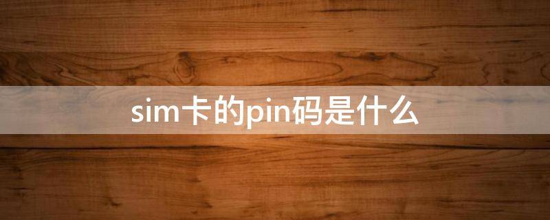 sim卡的pin码是什么