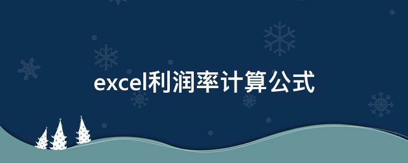 excel利润率计算公式