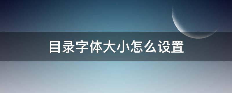 目录字体大小怎么设置