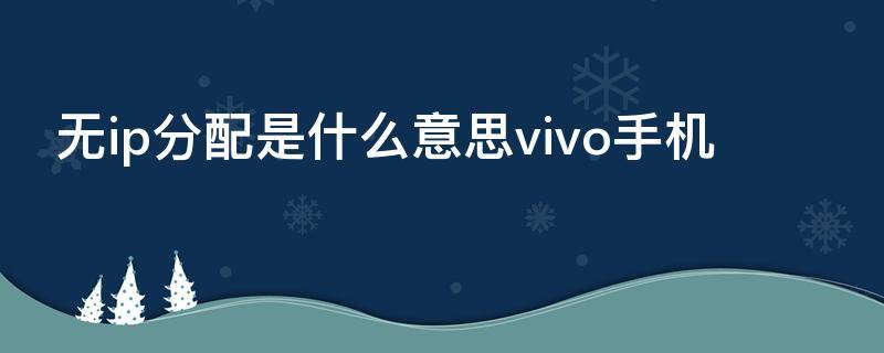 无ip分配是什么意思vivo手机