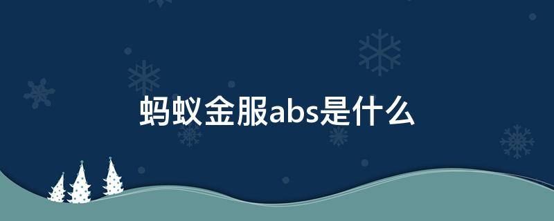 蚂蚁金服abs是什么