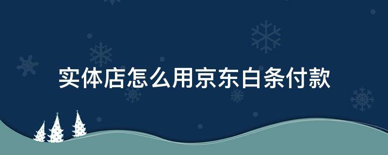 实体店怎么用京东白条付款