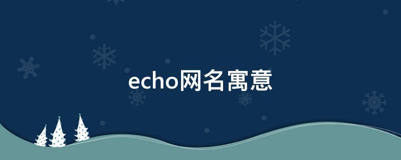 echo网名寓意