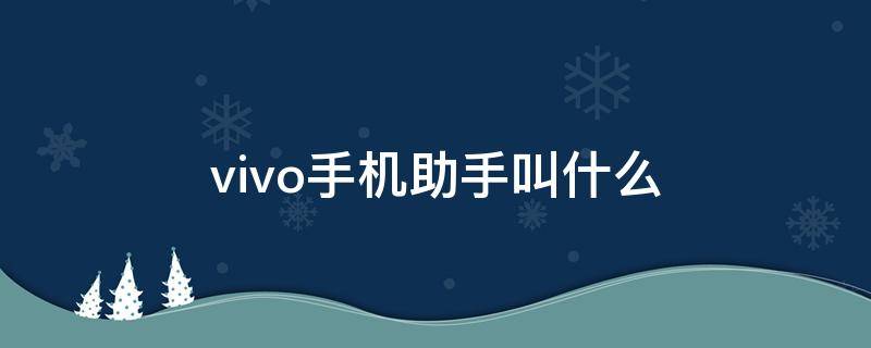 vivo手机助手叫什么