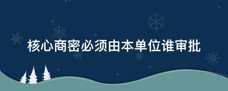 核心商密必须由本单位谁审批