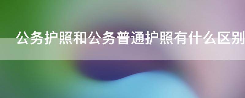 公务护照和公务普通护照有什么区别