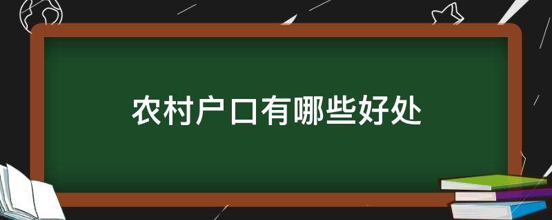 农村户口有哪些好处