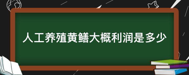 人工养殖黄鳝大概利润是多少