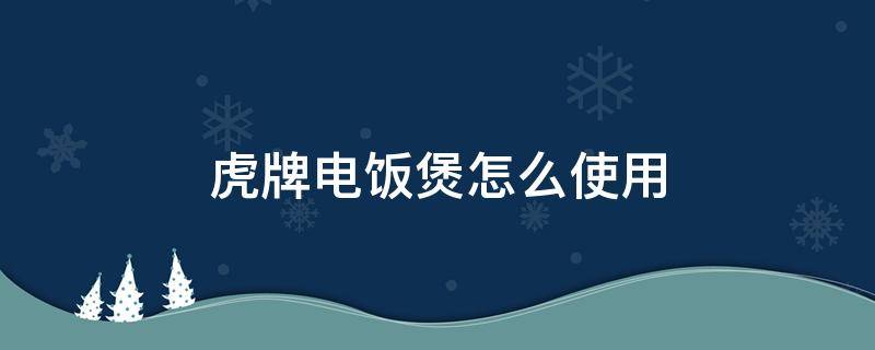 虎牌电饭煲怎么使用