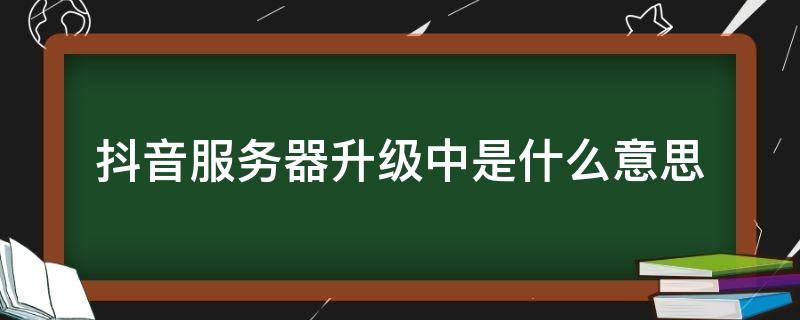 抖音服务器升级中是什么意思