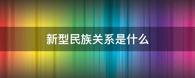 新型民族关系是什么