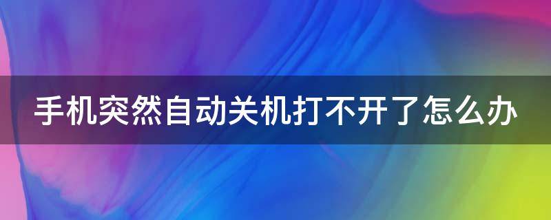 手机突然自动关机打不开了怎么办