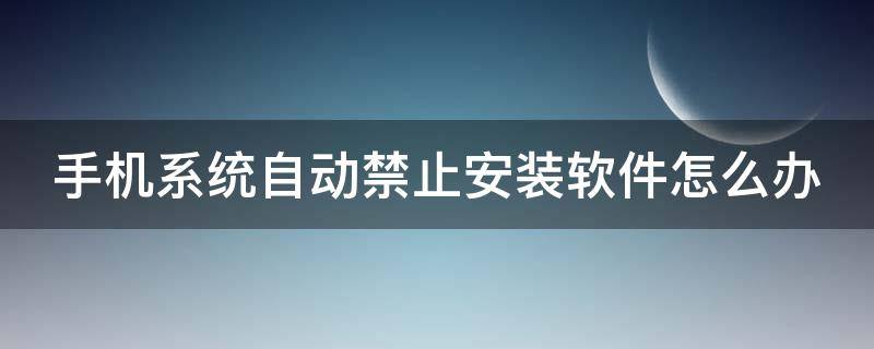 手机系统自动禁止安装软件怎么办