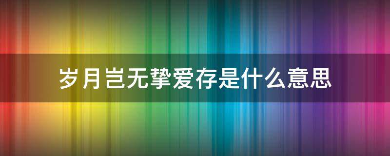 岁月岂无挚爱存是什么意思