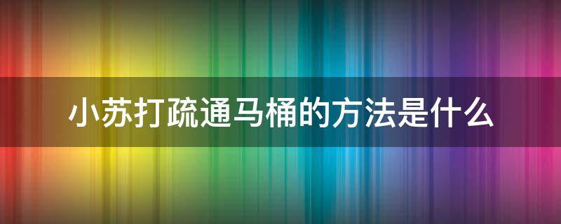 小苏打疏通马桶的方法是什么