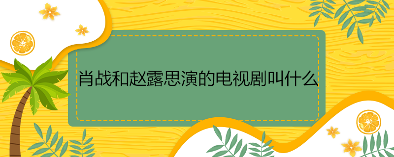 肖战和赵露思演的电视剧叫什么