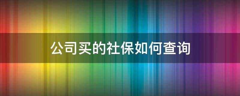 公司买的社保如何查询