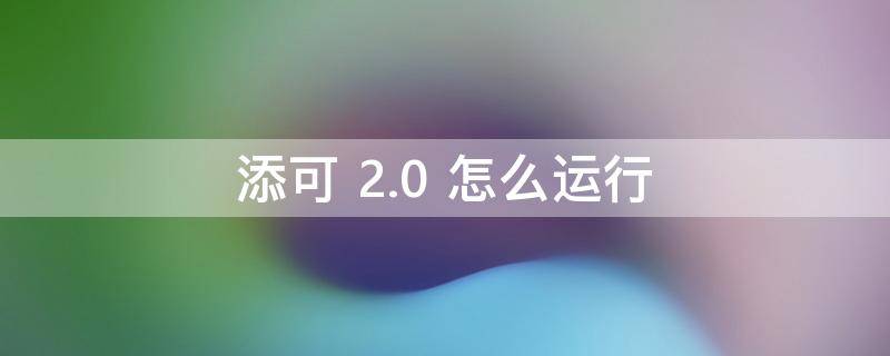 添可 2.0 怎么运行