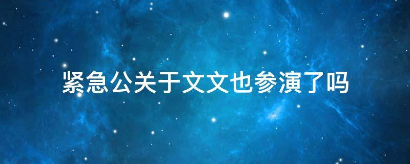 紧急公关于文文也参演了吗