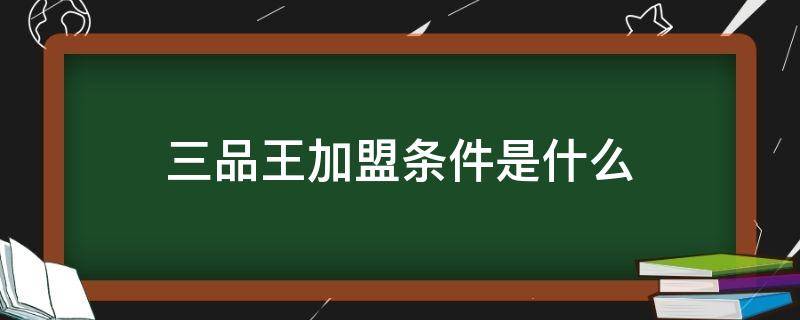 三品王加盟条件是什么