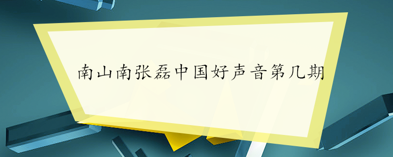 南山南张磊中国好声音第几期