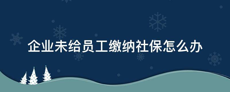 企业未给员工缴纳社保怎么办