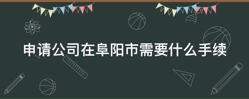 申请公司在阜阳市需要什么手续