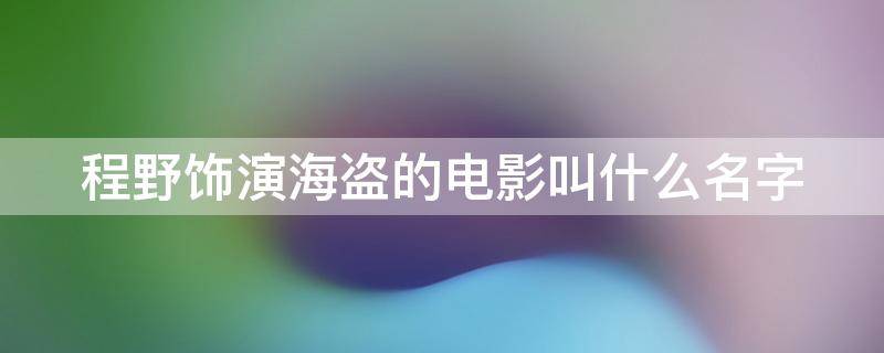 程野饰演海盗的电影叫什么名字