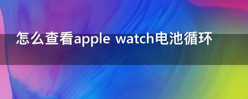 怎么查看apple watch电池循环