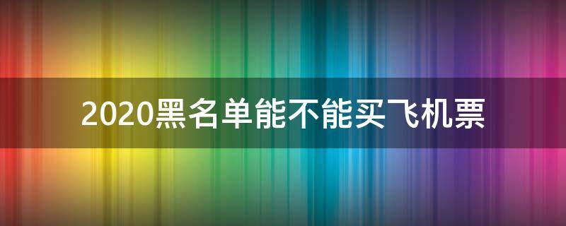 2020黑名单能不能买飞机票