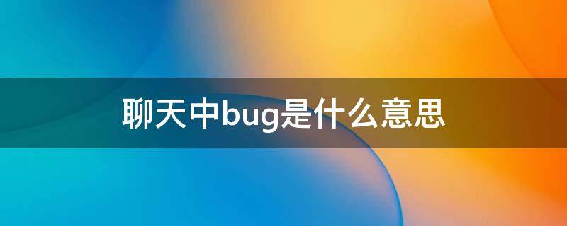 聊天中bug是什么意思