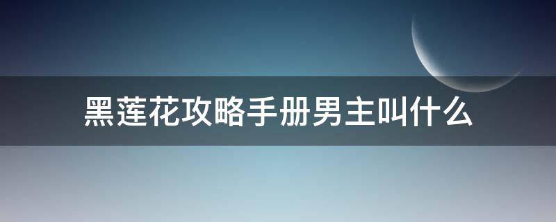 黑莲花攻略手册男主叫什么