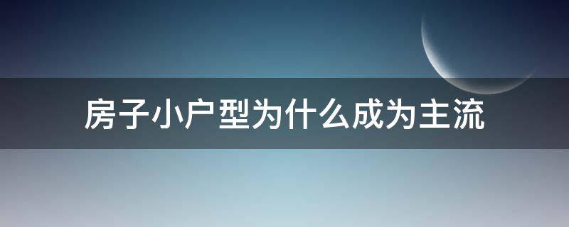 房子小户型为什么成为主流