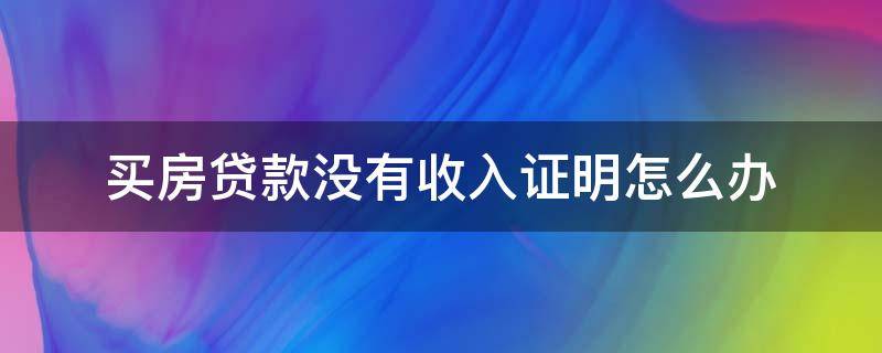 买房贷款没有收入证明怎么办