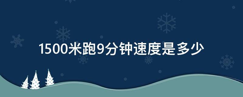 1500米跑9分钟速度是多少