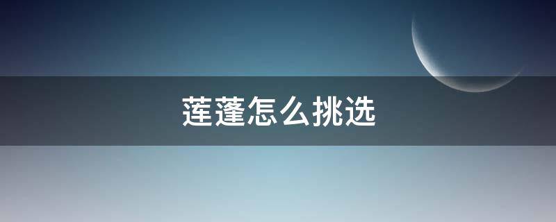 莲蓬怎么挑选