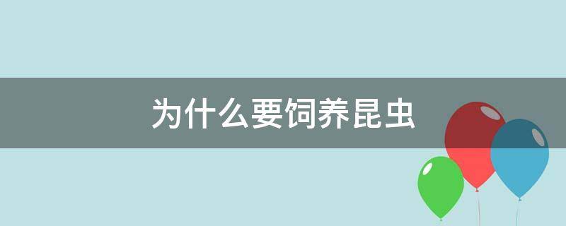 为什么要饲养昆虫