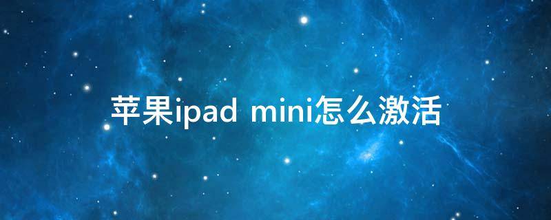 苹果ipad mini怎么激活