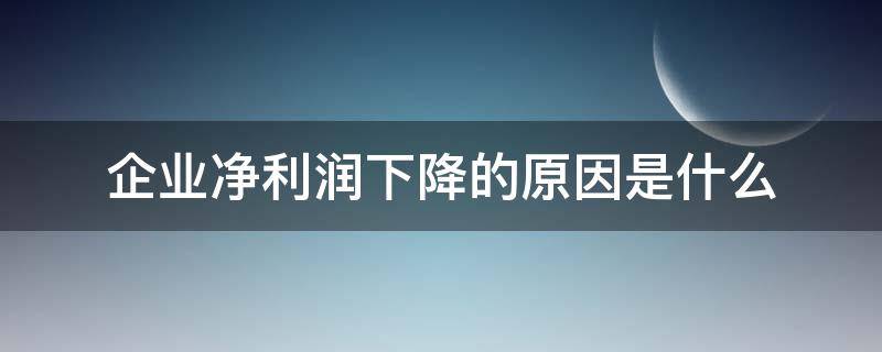 企业净利润下降的原因是什么