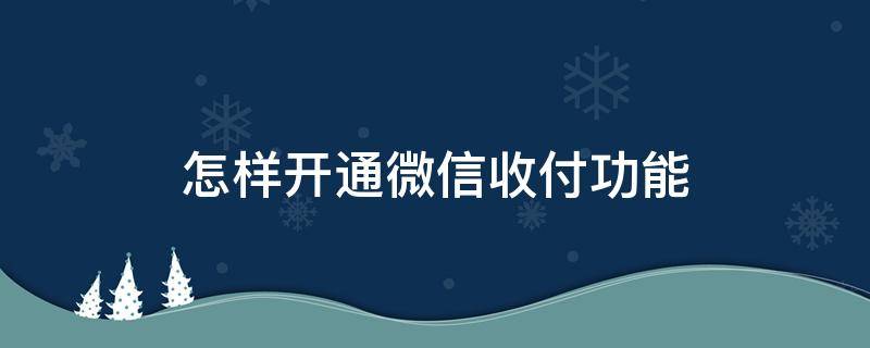 怎样开通微信收付功能