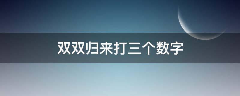 双双归来打三个数字