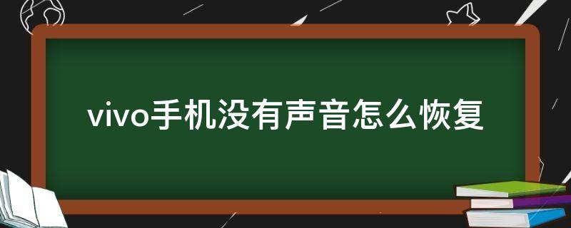 vivo手机没有声音怎么恢复