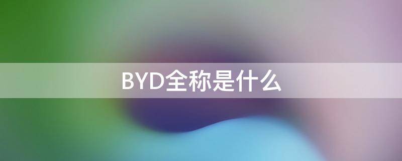 BYD全称是什么