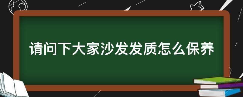 请问下大家沙发发质怎么保养