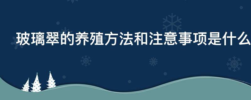 玻璃翠的养殖方法和注意事项是什么