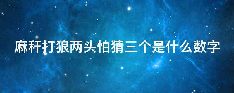 麻秆打狼两头怕猜三个是什么数字