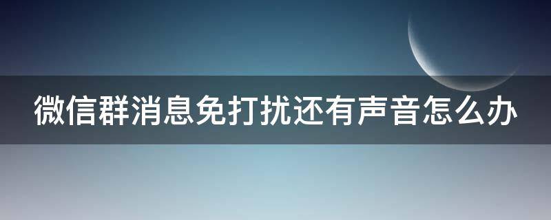 微信群消息免打扰还有声音怎么办