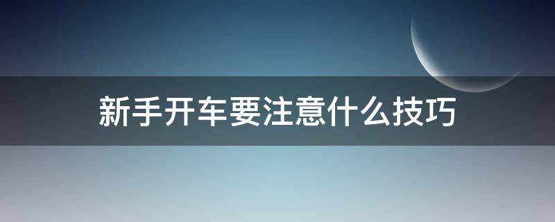 新手开车要注意什么技巧